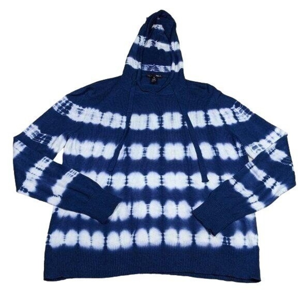 Aqua Tie Dye Crew Neck Hoodie Knit Sweater‎ Women's Size Large Casual Pullover